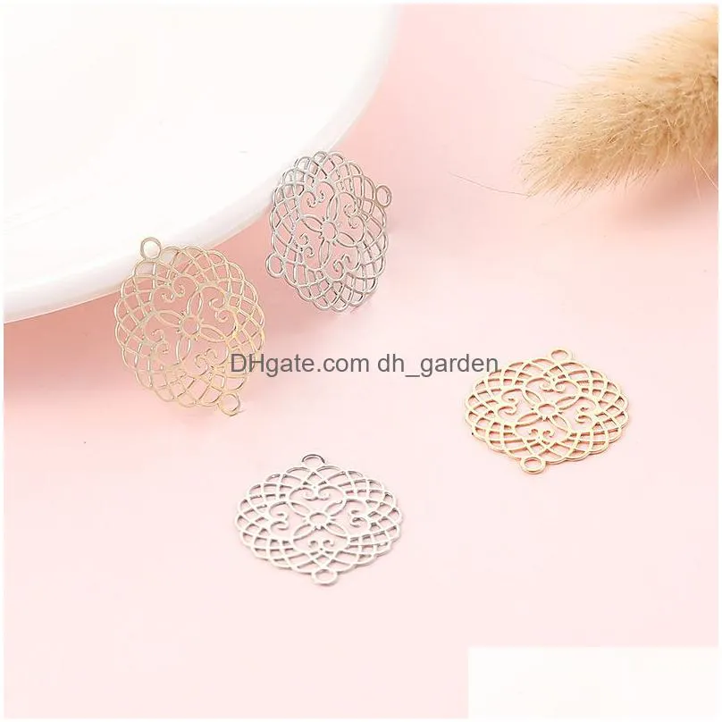 new hollow pineapple dreamcatcher round pattern charms for jewelry making flake gold silver charm fit diy bracelets accessories