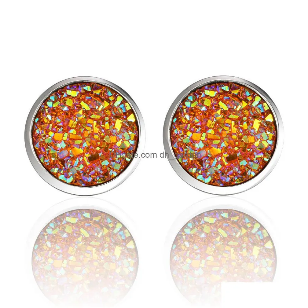 fashion imitation stone crystal stud earring round gypsophila druzy earrings for women 16 colors engagement wedding jewelry gifts