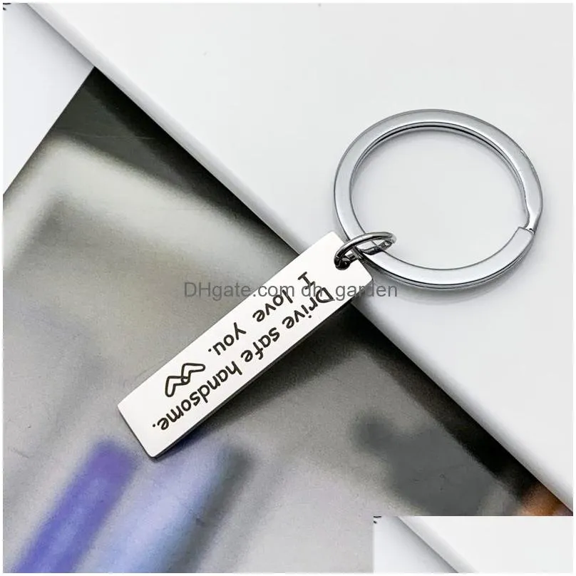 engraved keychain stainless steel key ring never drive faster than your angel can fly stamped keychain angel key chains jewelry