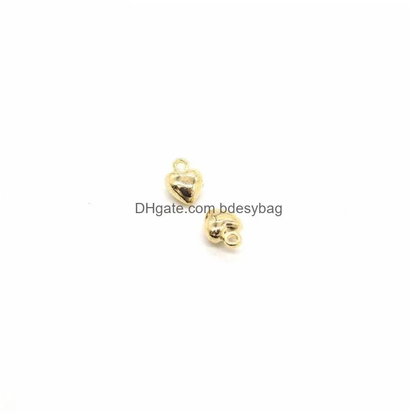 500pcs /lot tiny 3d heart charm pendant solid heart charms 9x7x4mm good for diy craft jewelry making