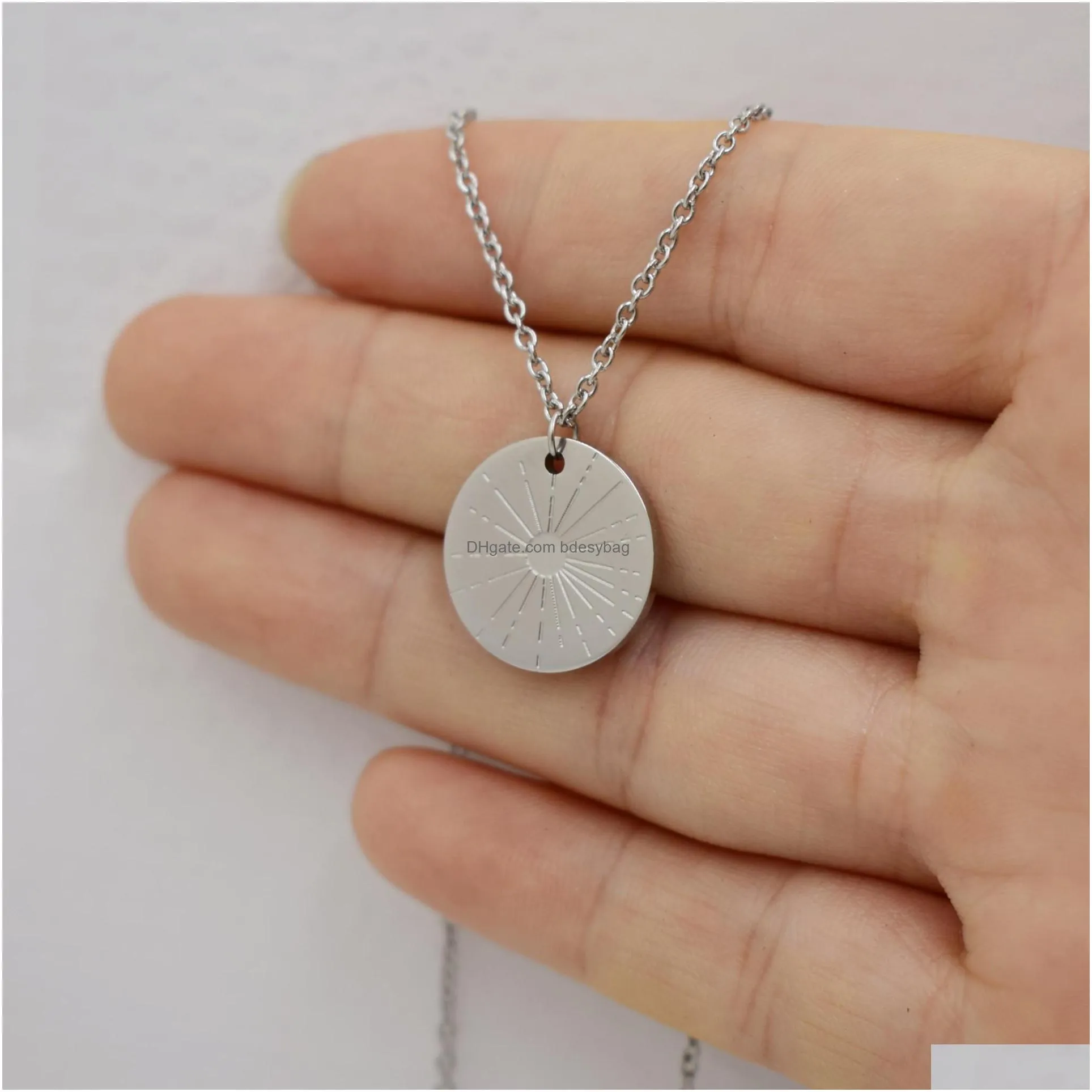 women stainless steel simple jewelry sunflower pendants necklaces chain gold silver charm necklace valentines day gift for women