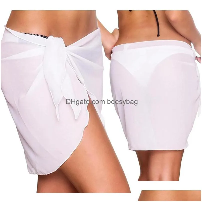 sarongs y women cover up 2022 stylish ladies yarn chiffon short sarong wrap holiday beach swimwear mini
