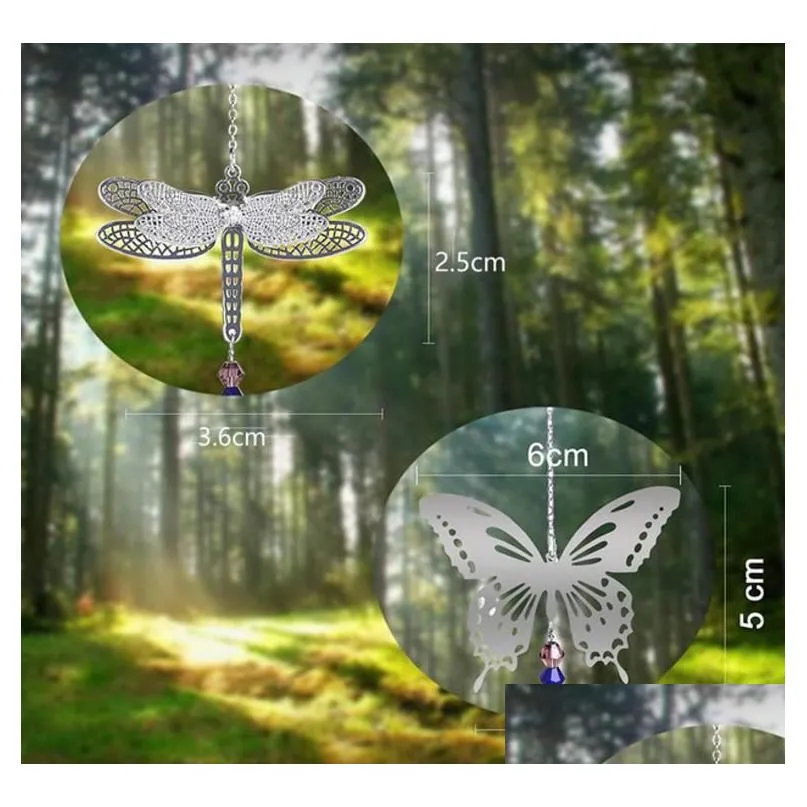 ab color crystal sun catcher garden decoration window butterfly dragonfly hanging prism rainbow maker beaded charms chandelier pendant