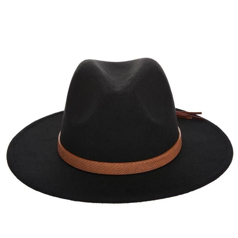 wide brim hats 2021 autumn winter sun hat women men fedora classical felt floppy cloche cap chapeau imitation wool cap1