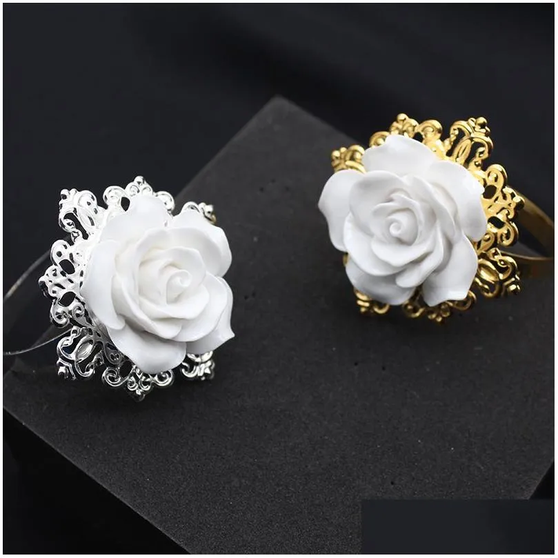 novelty items napkin rings buckles wedding celebrations birthday parties roses diy handmade decorative crafts silver circle