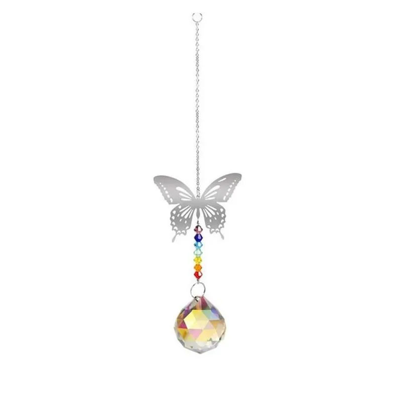 ab color crystal sun catcher garden decoration window butterfly dragonfly hanging prism rainbow maker beaded charms chandelier pendant