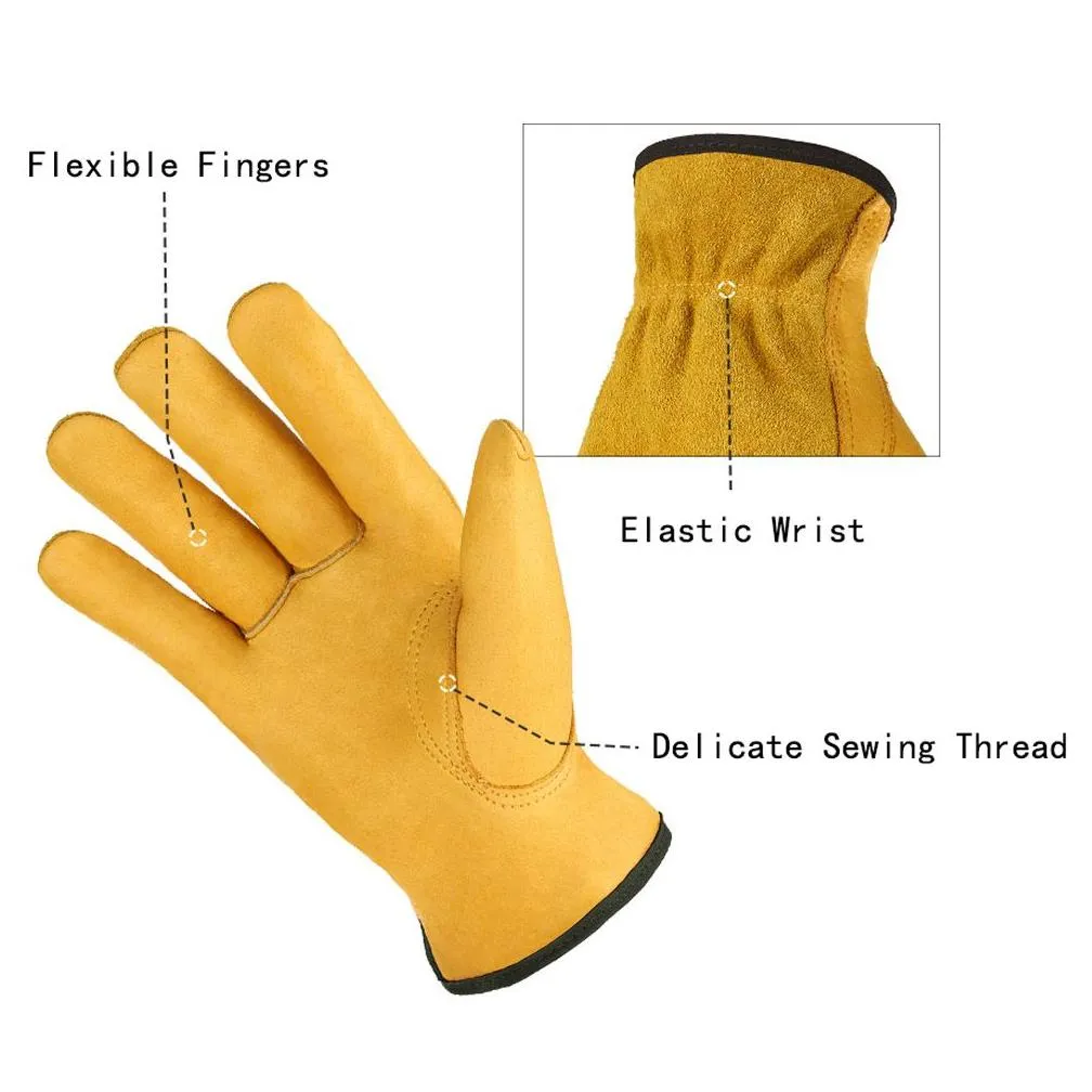 men work gloves soft cowhide driver hunting driving farm garden welding security protection safety workers mechanic glove