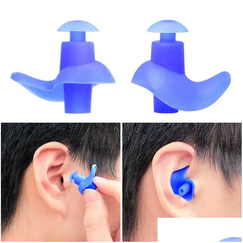 1 pair silicone waterproof swimming ear plugs earplugs ear protector noise reduction protective earmuffs comfortable study sleep