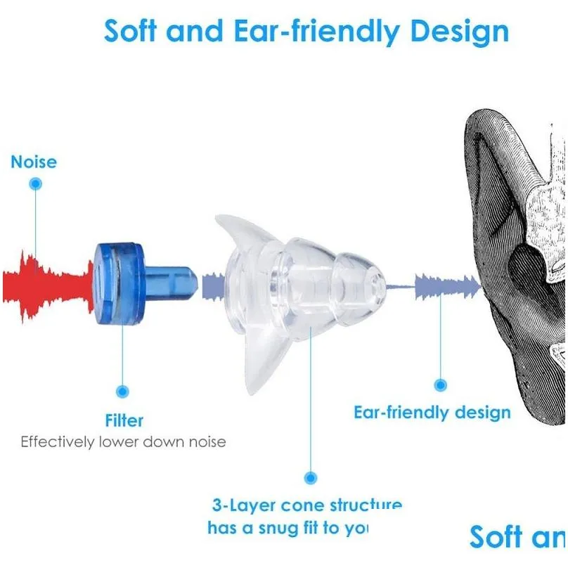 1pair noise cancelling earplugs for sleeping study concert hear safe noise reduction earplug silicone ear plugs