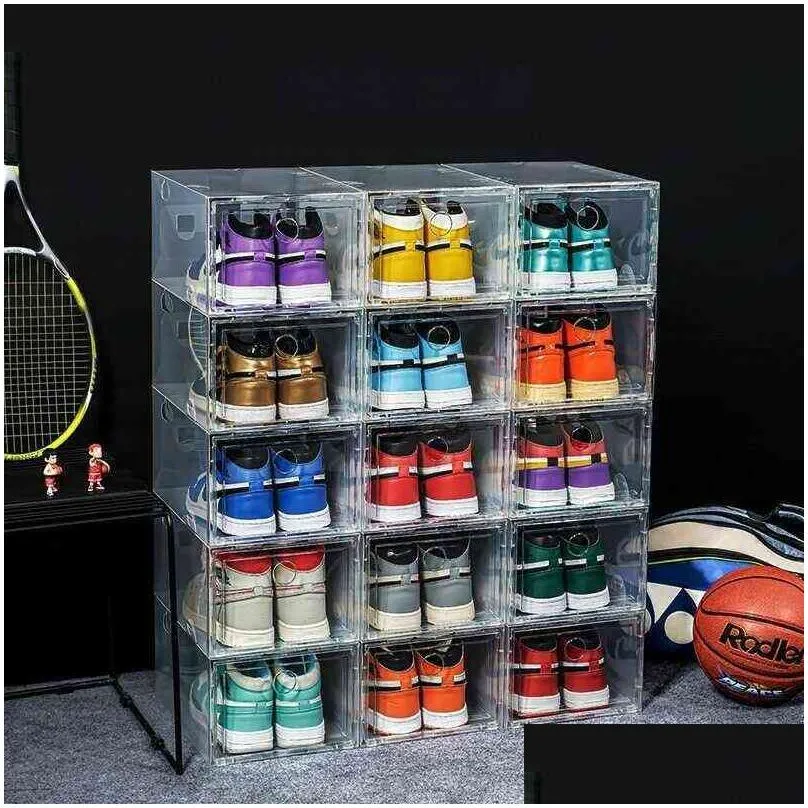 612pcs large shoe box stackable display drawer storage heel case cabinet sneaker plastic organizer home closet organizer