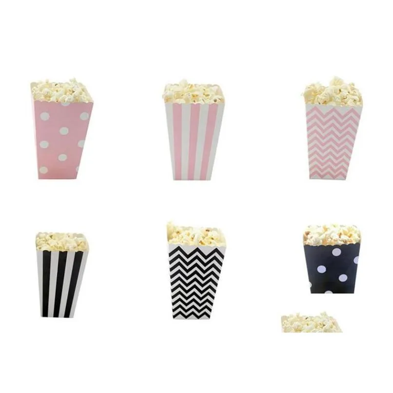 120pcs wave circles pattern folding candy popcorn boxes birthday party wedding candy/sanck favor bags paper chritmas gift bag