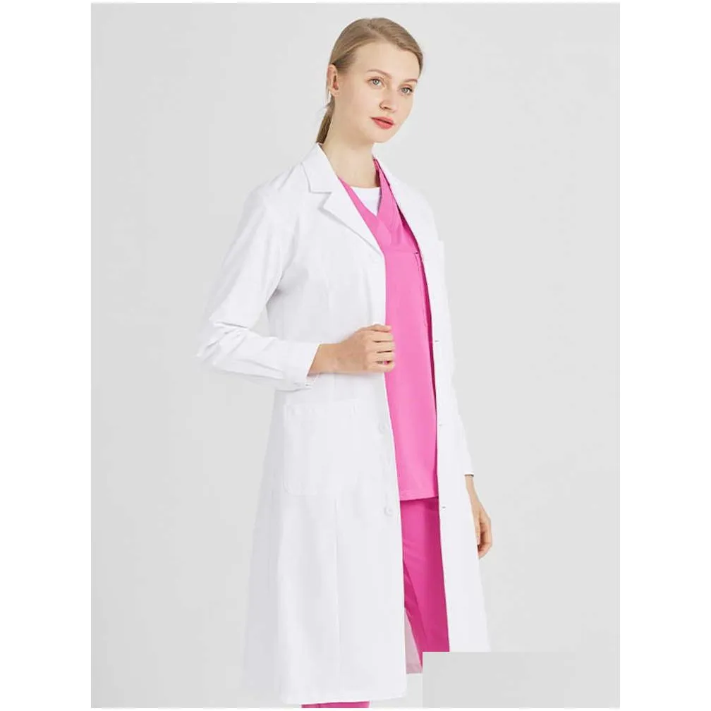 female doctors uniform white lab coat nurse costume for women beautician work clothes slim medical clothing veterinary overalls