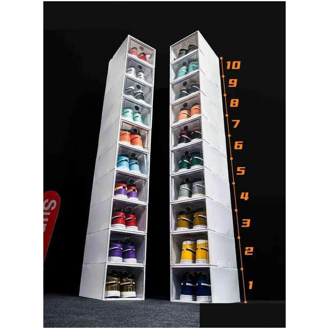 612pcs large shoe box stackable display drawer storage heel case cabinet sneaker plastic organizer home closet organizer