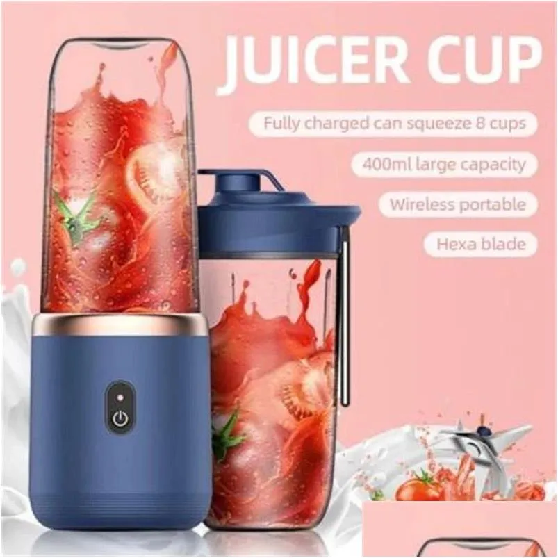 small electric juicer 6 blades portable juicer cup juicer fruit juice cup automatic smoothie blender ice crushcup