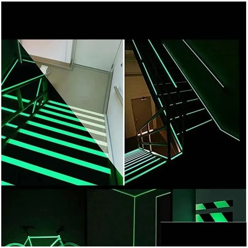 reflective fluorescent tape luminous tape green warning ground light storage stair antislip sticker