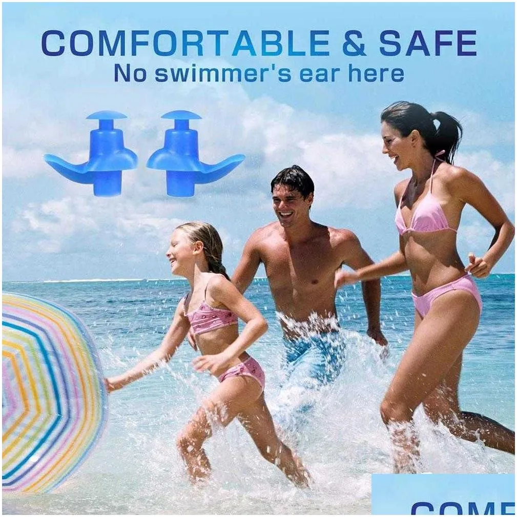 1 pair silicone waterproof swimming ear plugs earplugs ear protector noise reduction protective earmuffs comfortable study sleep
