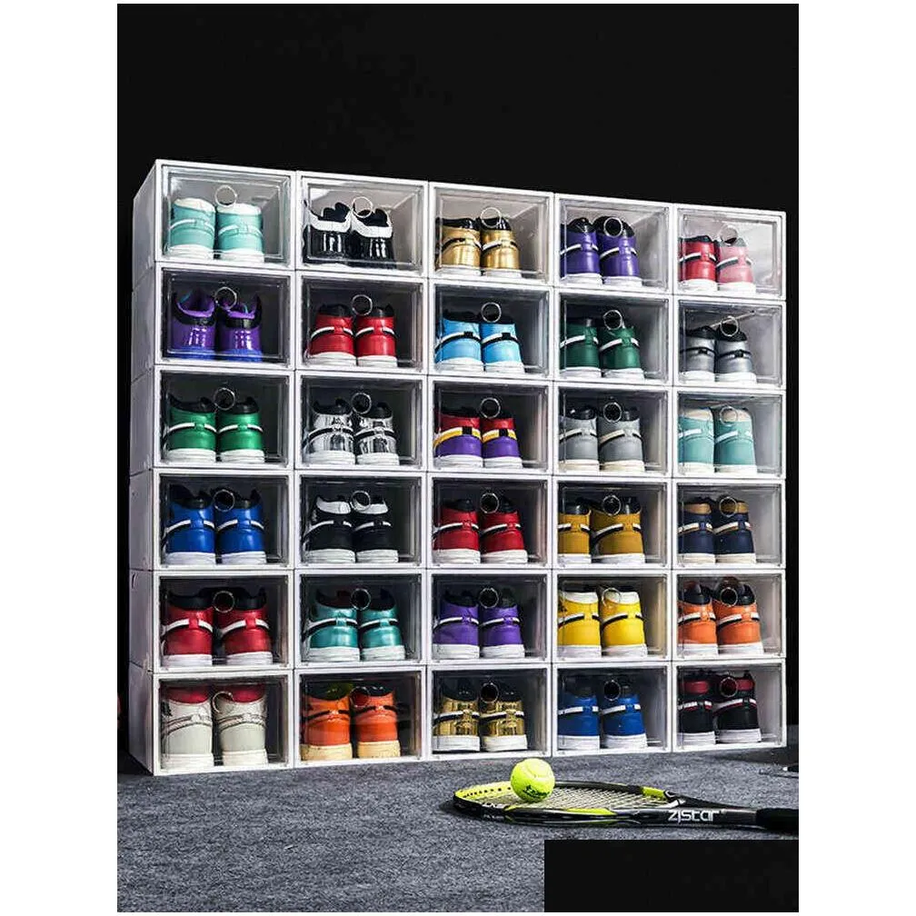 612pcs large shoe box stackable display drawer storage heel case cabinet sneaker plastic organizer home closet organizer