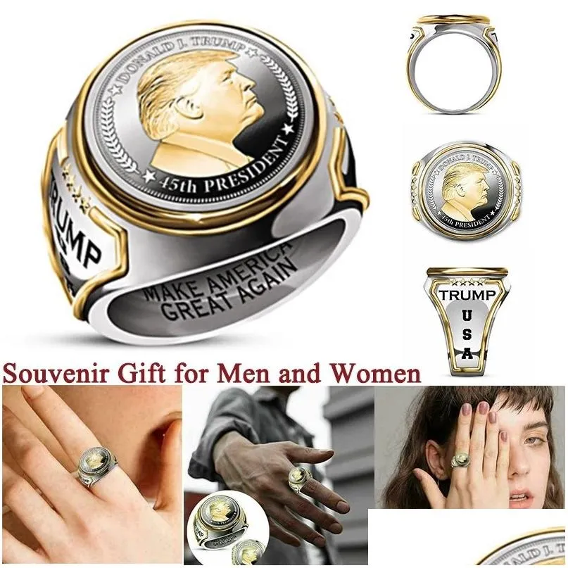 party favor rings for men us president trump rings mens jewelry accessories time memory souvenir gift fors mens and women size 712