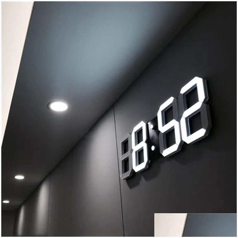 modern design 3d led wall clock digital alarm clocks home living room office table desk night clock display