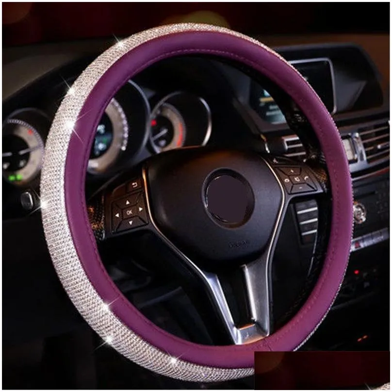 motocovers car interior accessories steering wheel covers bling diamond antislip suede steering wheel cover universal protective cover