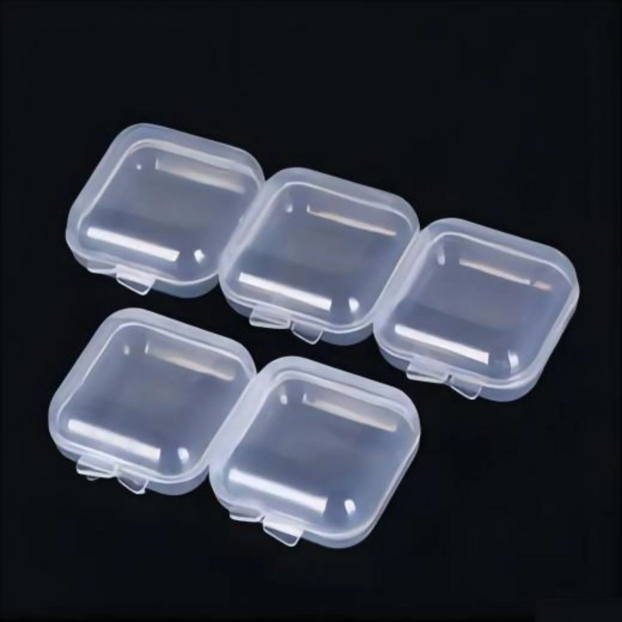 5pcs empty plastic clear mini empty square small boxes jewelry ear plugs container nail art colorful decor diamond storage case