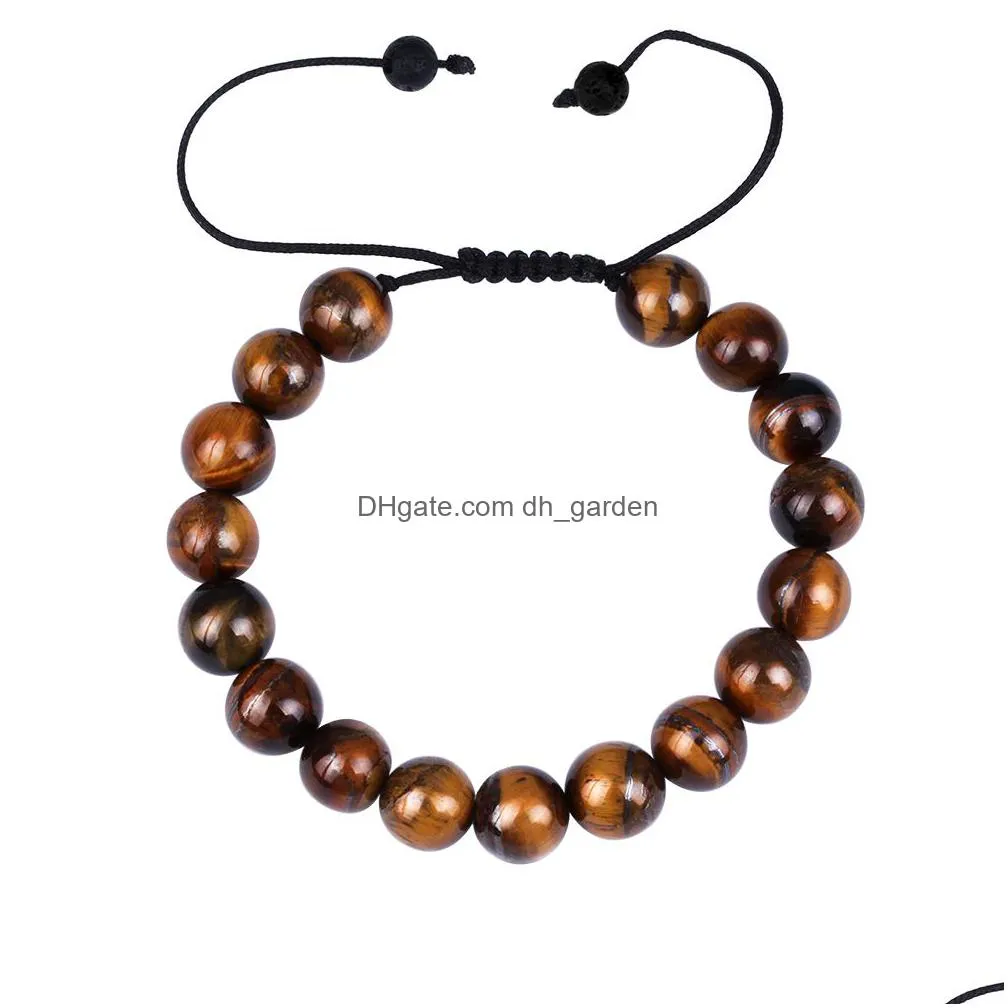 mens fashion natural tiger eye beads matte onyx stone woven bracelet bangles healing balance prayer women men jewelry wholesale