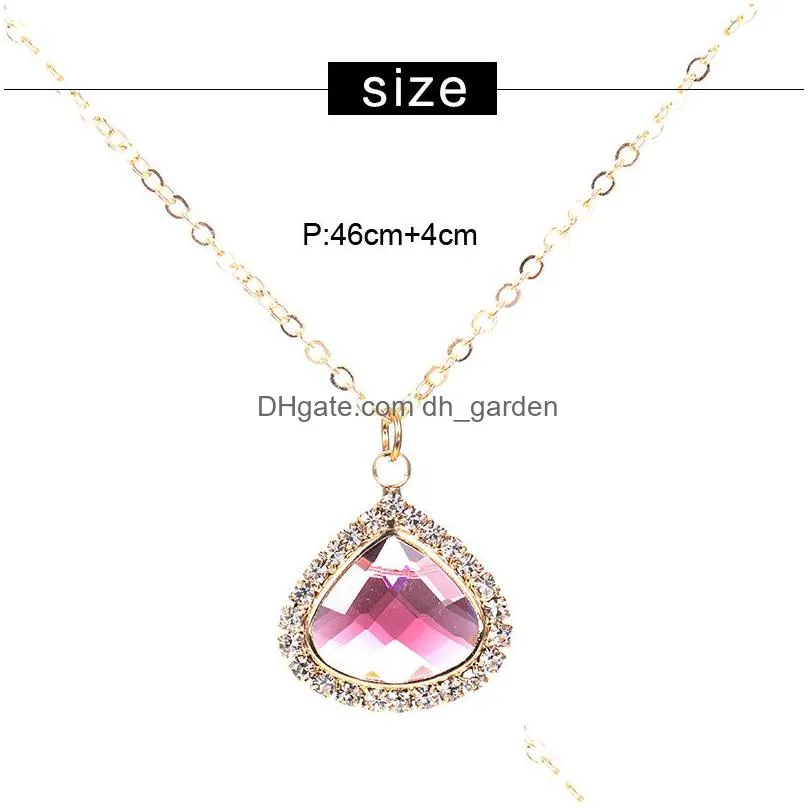 new arrivals crystal pendant chram necklace for women gold chain round multi color irregular geometry glass necklace fashion jewelry