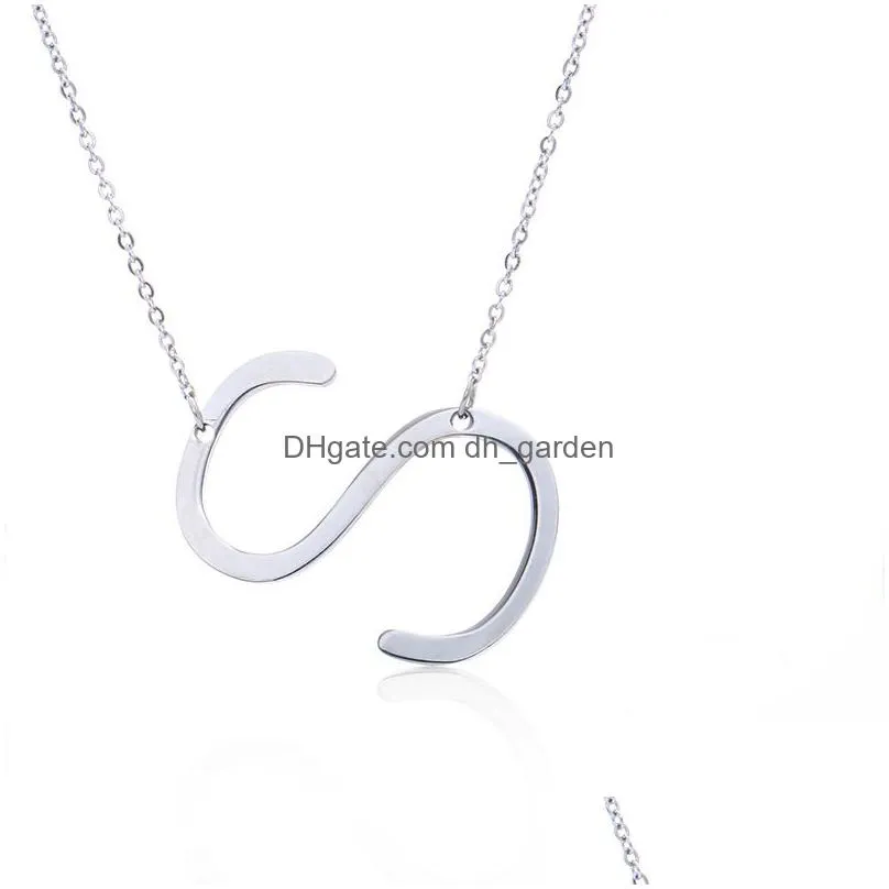 new arrival 26 letters initial necklace pendant silver gold color alphabet women kolye collier friends family name necklaces jewelry