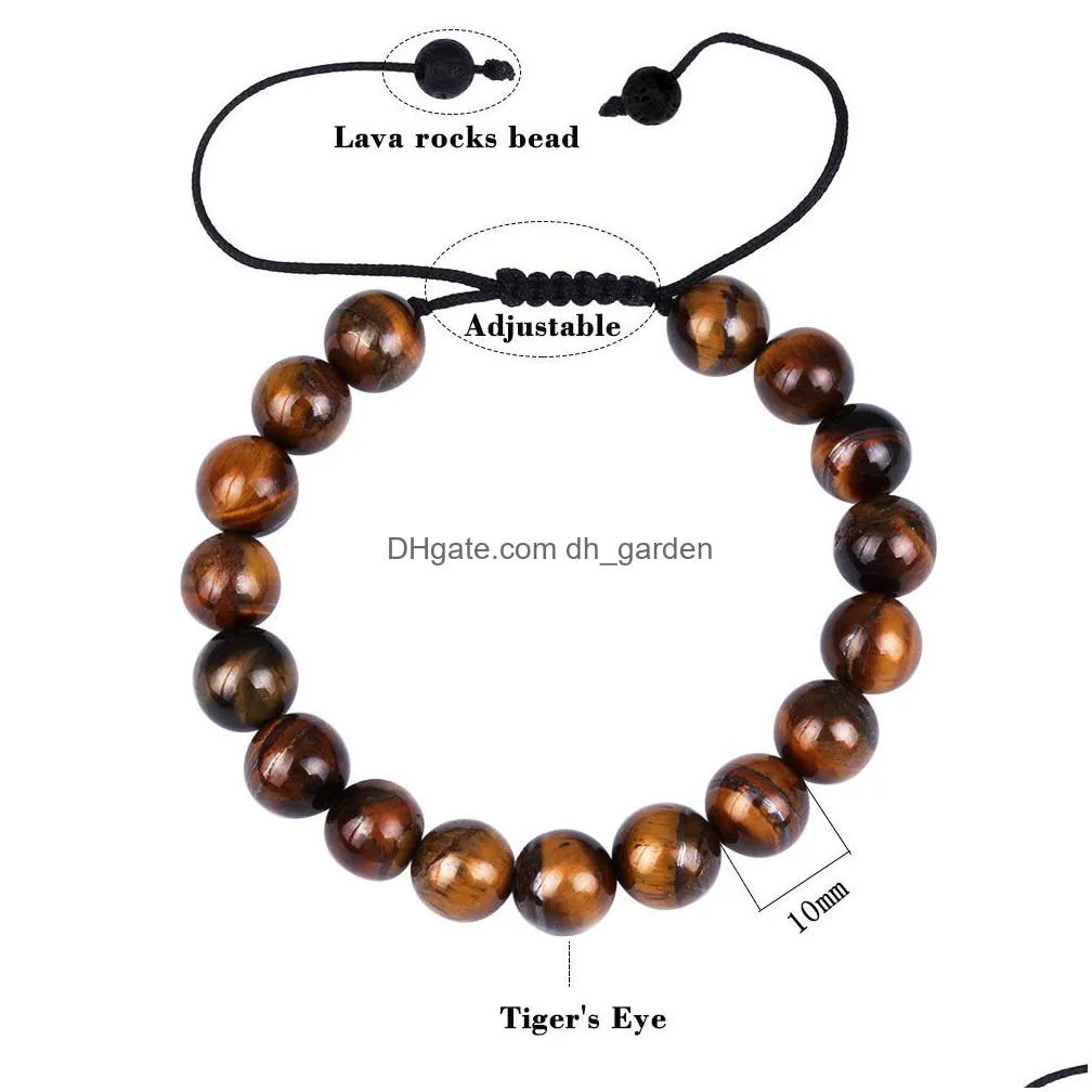 mens fashion natural tiger eye beads matte onyx stone woven bracelet bangles healing balance prayer women men jewelry wholesale