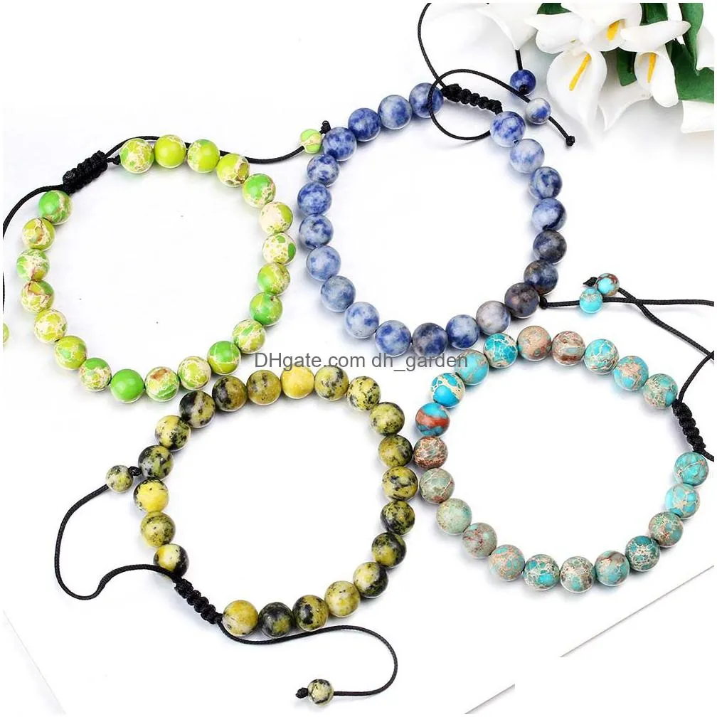 multicolor crystal beads bracelet adjustable nature stone beads bracelet beaded woven bracelets wrist jewelry gift for men women