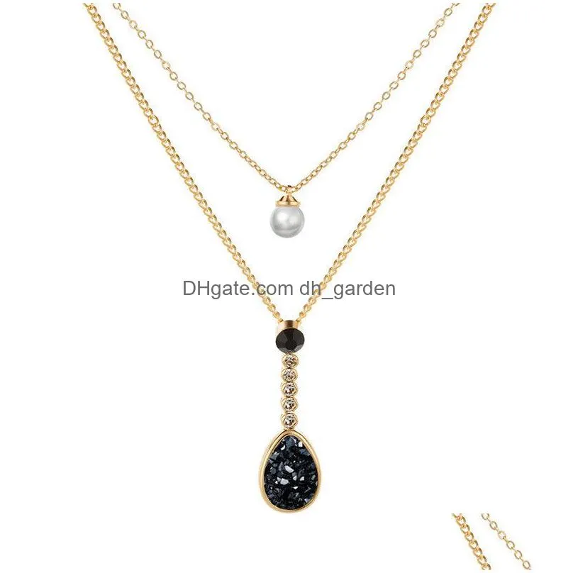 fashion double bohemian round pendant necklace layered crystal party gift womens necklace jewelry for women girls best best birthday