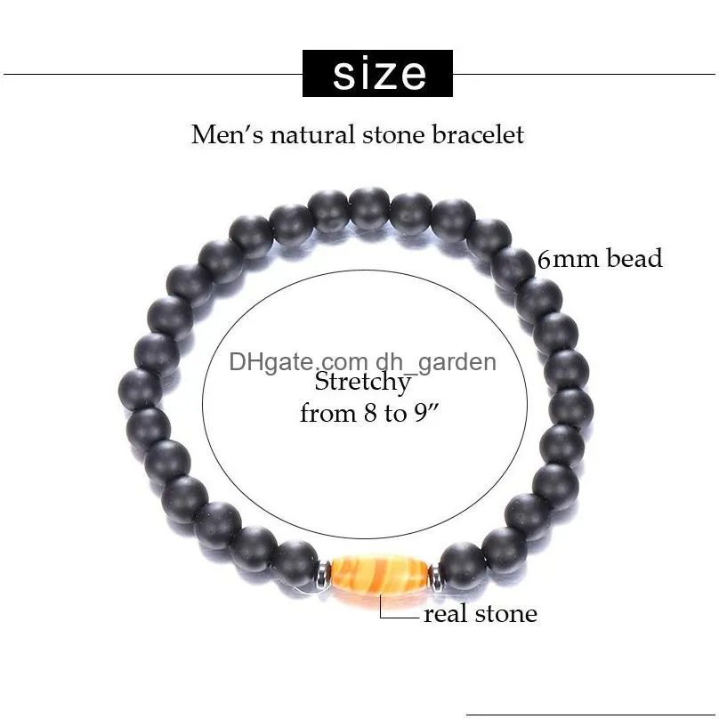 2019 new fashion trendy men bracelet 6mm matte smooth simple classic bead bracelets with natural stone for women men party jewelry
