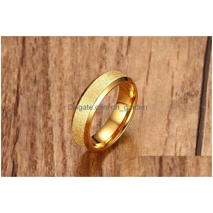 high quality 316 stainless steel couple wedding engagement rings dull polishing black gold blue ring women mens finger ring 6mm