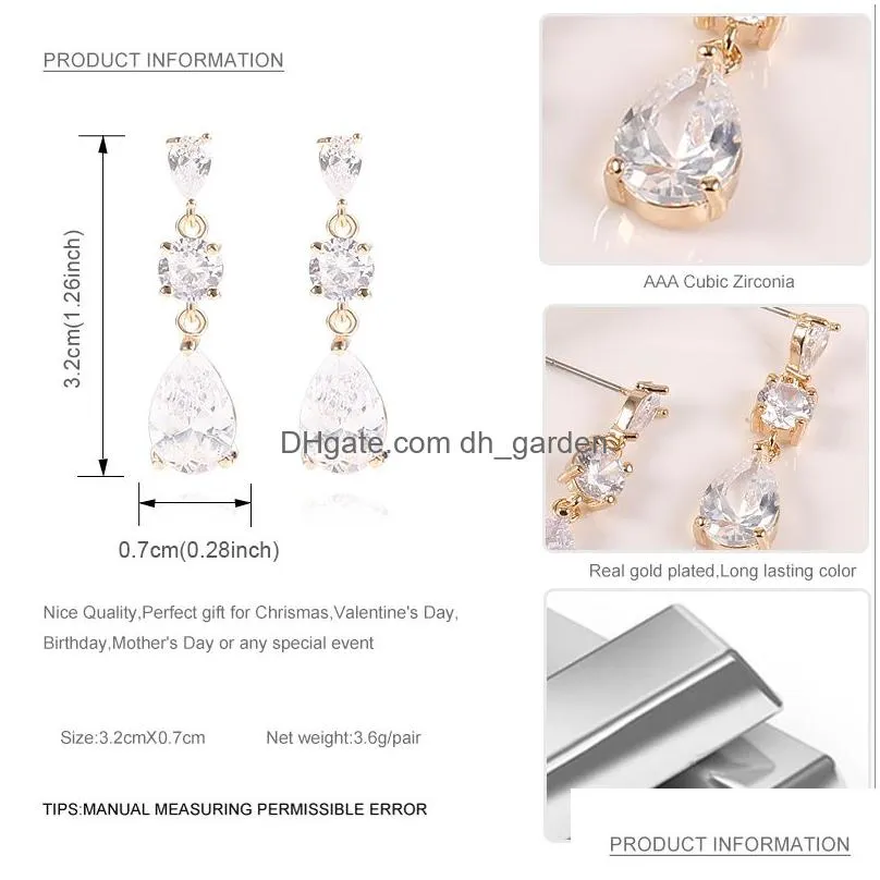 fashion designer clear cubic zirconia waterdrop dangle earrings for women bridal wedding earring dangle ear party jewelry gift