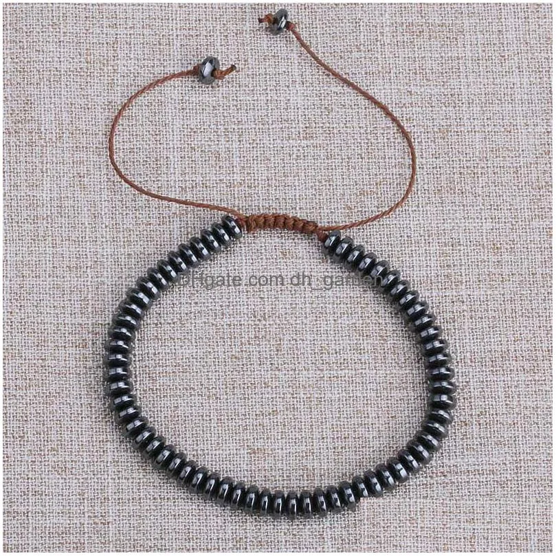 new arrival mens beads bracelet adjustable nature stone hematite woven bracelet beaded wrist bracelets balance bangles jewelry gift for