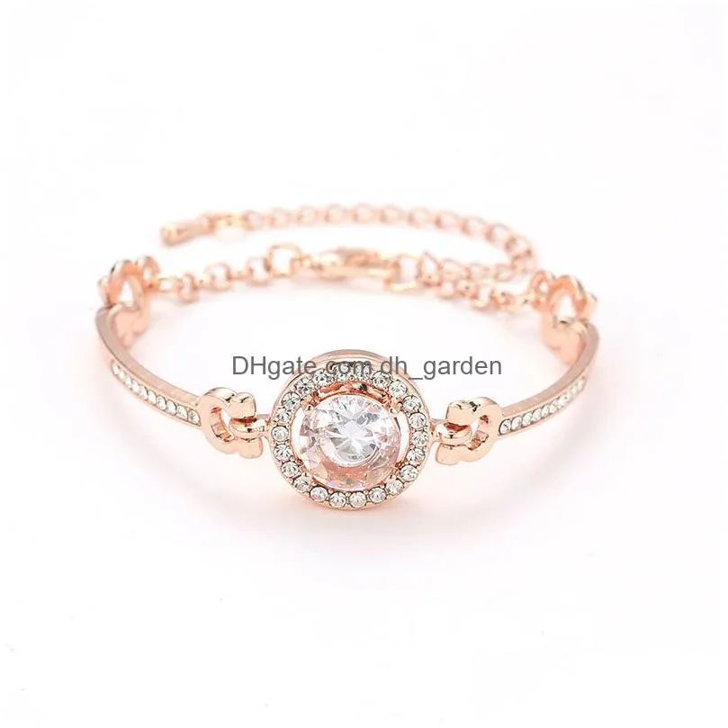new trendy rhinestone zircon link bangle bracelet high quality charm bracelets for women girls gift wholesale jewelry