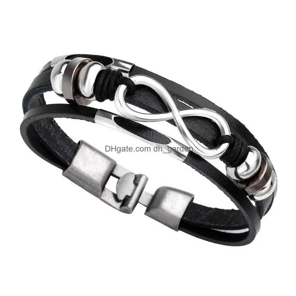 new fashion handmade leather bracelet 8 bracelets for women multi layer wrap leather bracelets armband jewelry
