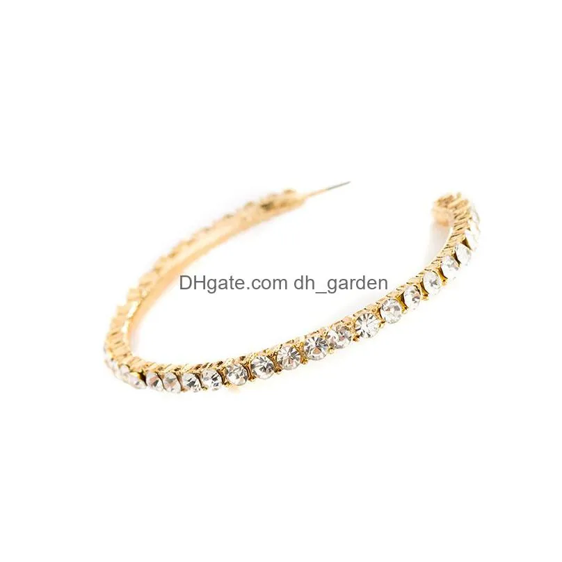 new crystal rhinestone bead hoop earrings gold big hoop circle earring fashion sweet korea design jewelry for women party accessories