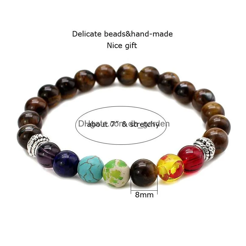 2018 new 7 chakra black lava men bracelets healing balance beads bracelet for women reiki prayer natural stone fashion yoga stretch