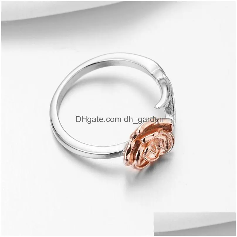 fashion korean rose gold color adjustable silver wrap flower rhinestone open sterling finger ring statement ring wholesale for women