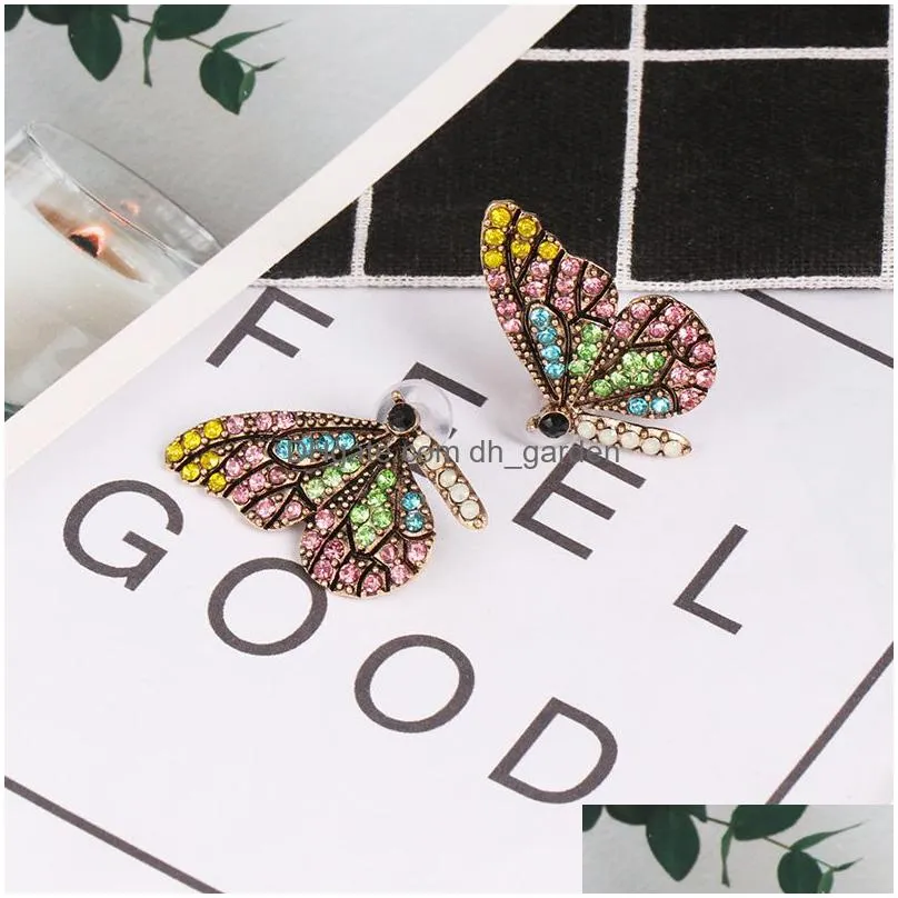 unique full glass butterfly wing earring nail with simple temperament exclusive original new color earrings for women design jewelry