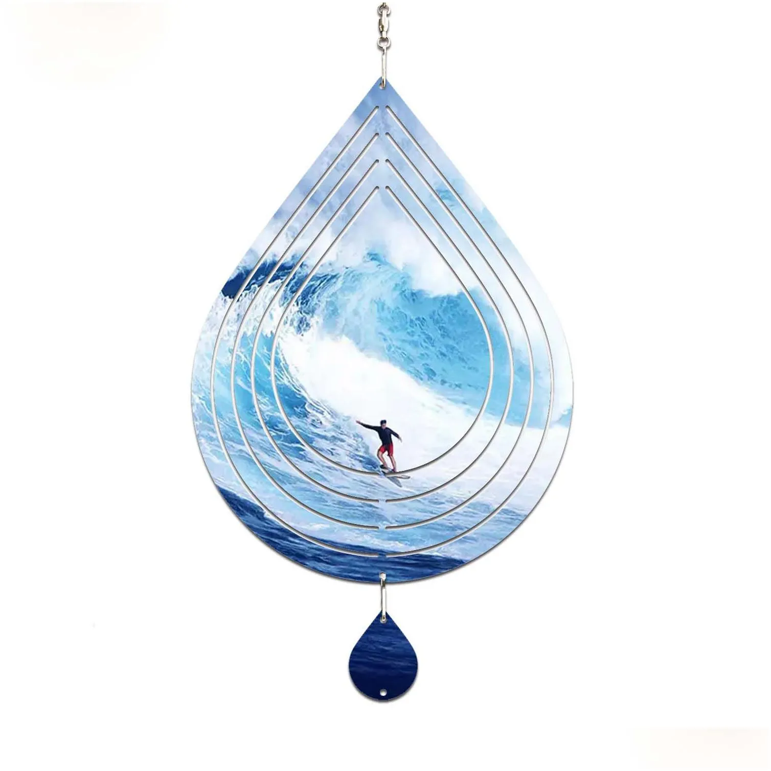 sublimation blank wind spinners alluminum large water fall shape spinning hanging patio yard decoration blanks for diy both sides