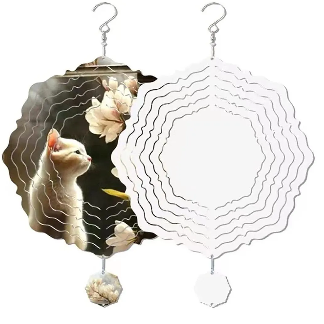 aluminum sublimation blank wind spinner for garden decoration 8inch 10inch double sided with hook/hanger