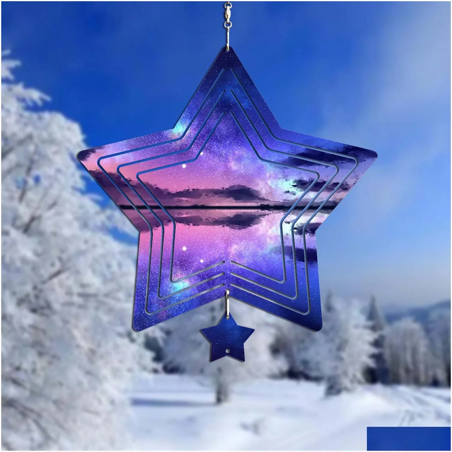 sublimation blank wind spinners alluminum large star shape spinning hanging patio yard decoration blanks for diy both sides printable