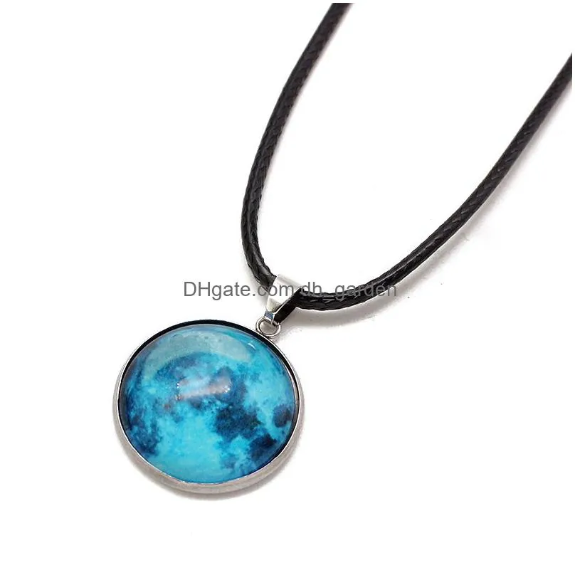 new arrivals glow in the dark nebula leather necklace galaxy astronomy pendant space universe necklace milky way jewellery fit lover