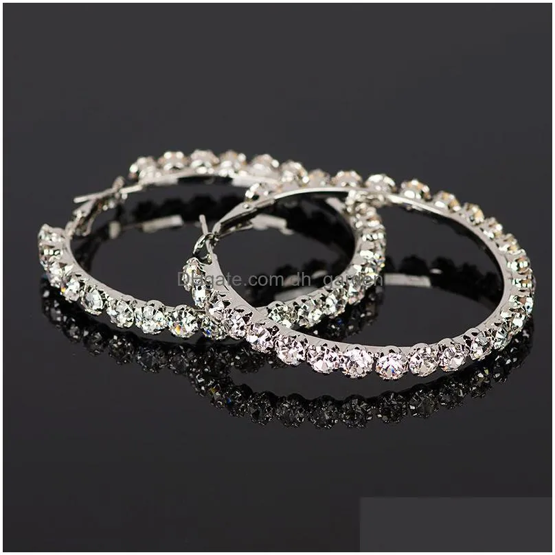 hoop earrings with rhinestone circle earrings simple big circle gold color loop earrings for women rings south korea jewelry earring