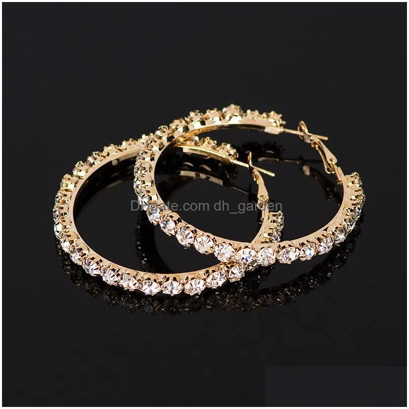 hoop earrings with rhinestone circle earrings simple big circle gold color loop earrings for women rings south korea jewelry earring