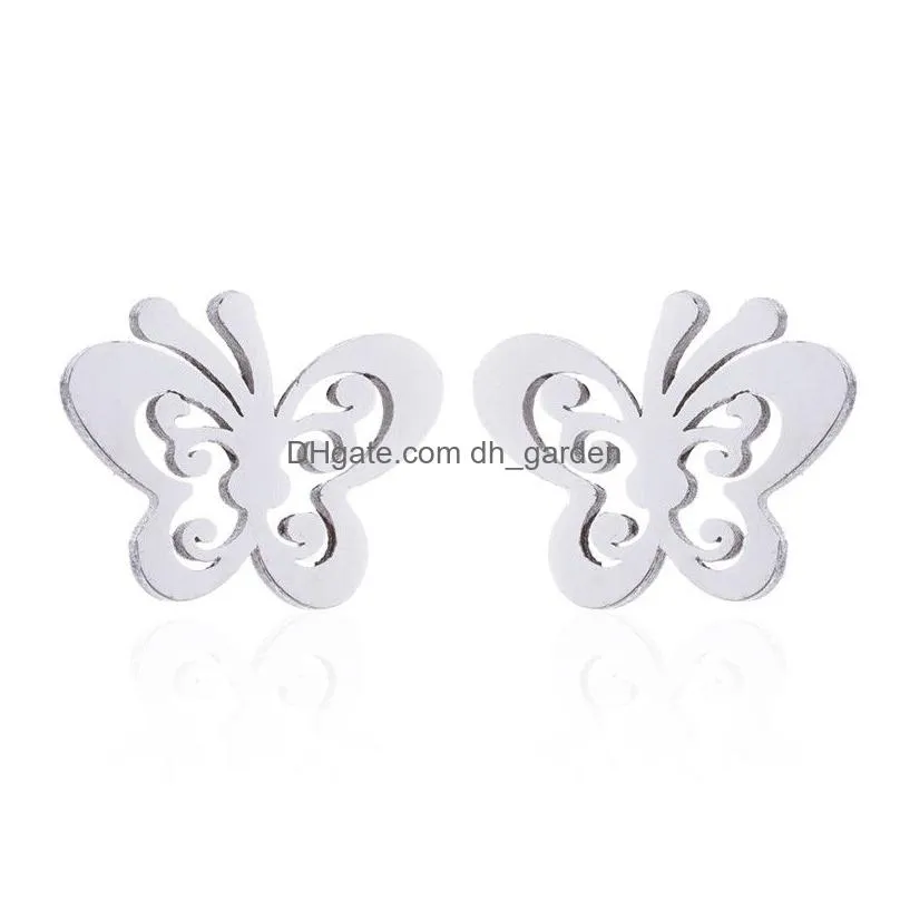 butterfly necklaces earrings sets gold stainless steel jewelry set cute animal stud earings for women best friend jewelry gift