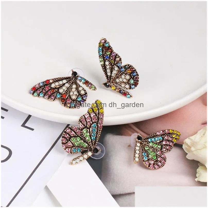 unique full glass butterfly wing earring nail with simple temperament exclusive original new color earrings for women design jewelry