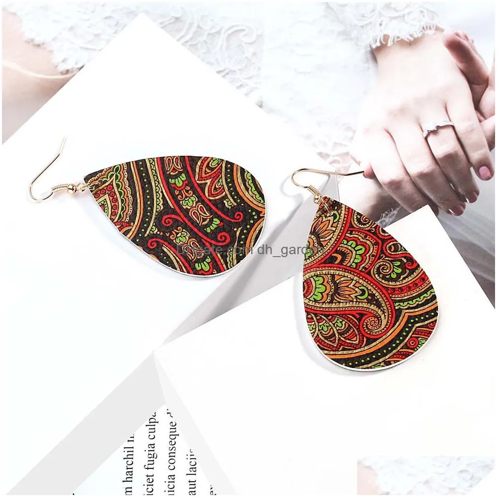 new arrival classic pu leather teardrop earrings for women designer jewelry big statement earrings jewelry gifts dropshipping